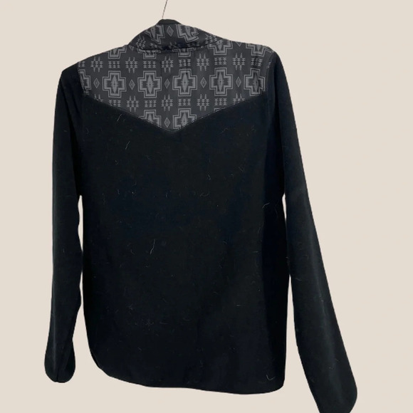 Pendleton black fleece pullover w pattern trim M - Picture 2 of 5